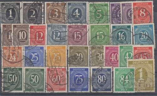 GERMANY -  1946 - DEUTSCHE POST - VALUE STAMPS - FULL SET USED PLUS A FEW EXTRAS