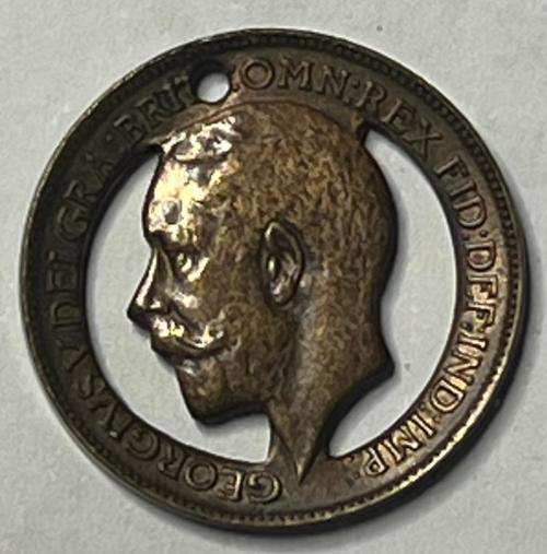 King George V copper farthing trench art circa 1911