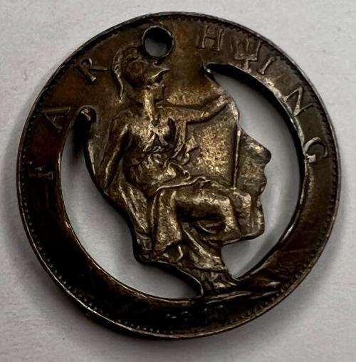 King George V copper farthing trench art circa 1911