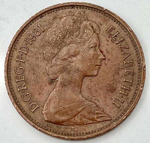 1981 NEW PENCE 2 p. Elizabeth II. D.G.REG. FD, Britisch Coin Queen