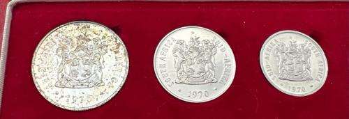 1970 South Africa Proof Coin Set Deluxe Presentation Case Display Silver Coins