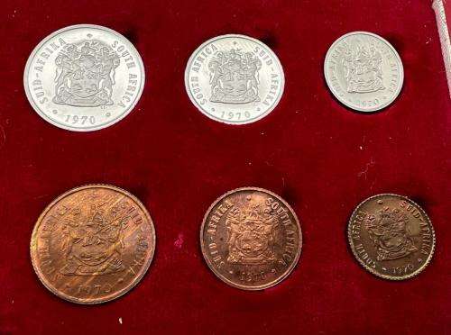 1970 South Africa Proof Coin Set Deluxe Presentation Case Display Silver Coins