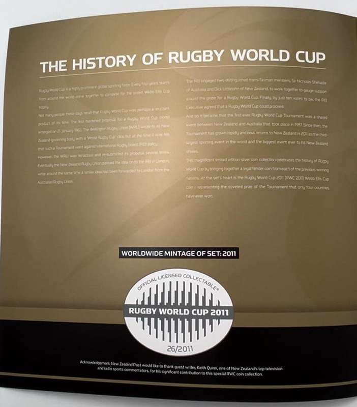 2011 RUGBY WORLD CUP CHAMPIONS SILVER FIVE PROOF COIN COMMEMORATIVE COLLECTIONSET
