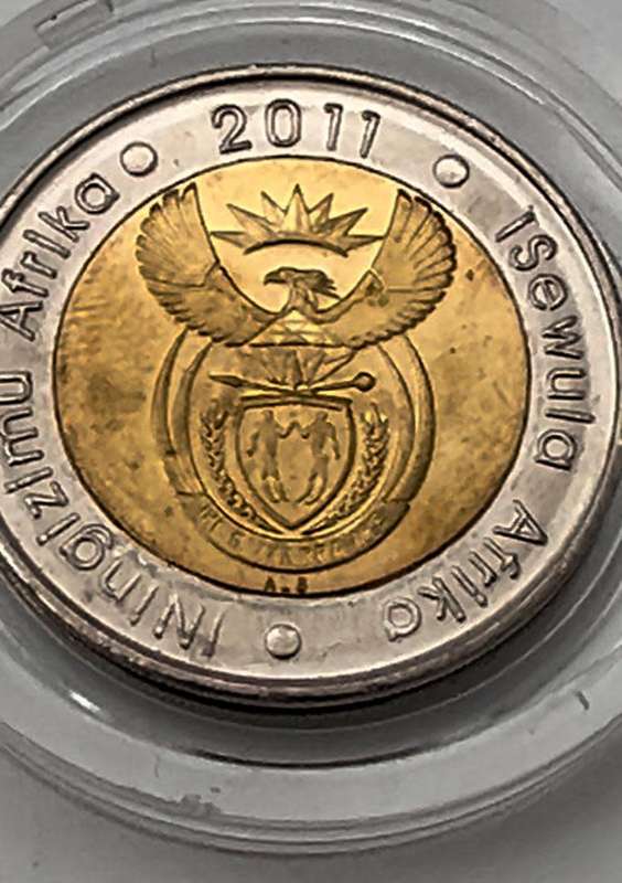 Five Rand 2011 Anniversary of SARB, Coin from South Africa