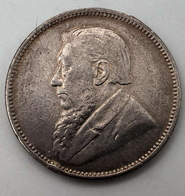SOUTH AFRICA, ZUID AFRIK REPUB., SILVER 2 SHILLINGS 1897. KRUGER