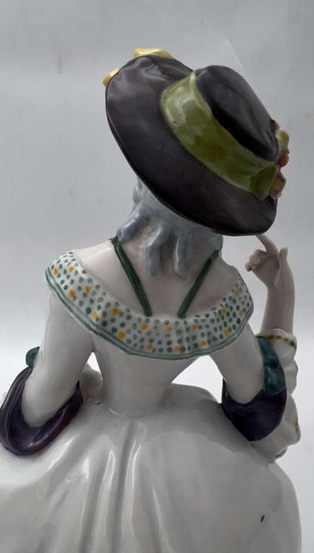 A VERY rare antique (1900-1919) German Karl Ens (Volkstedt) porcelain. LADY with dogs` figurine