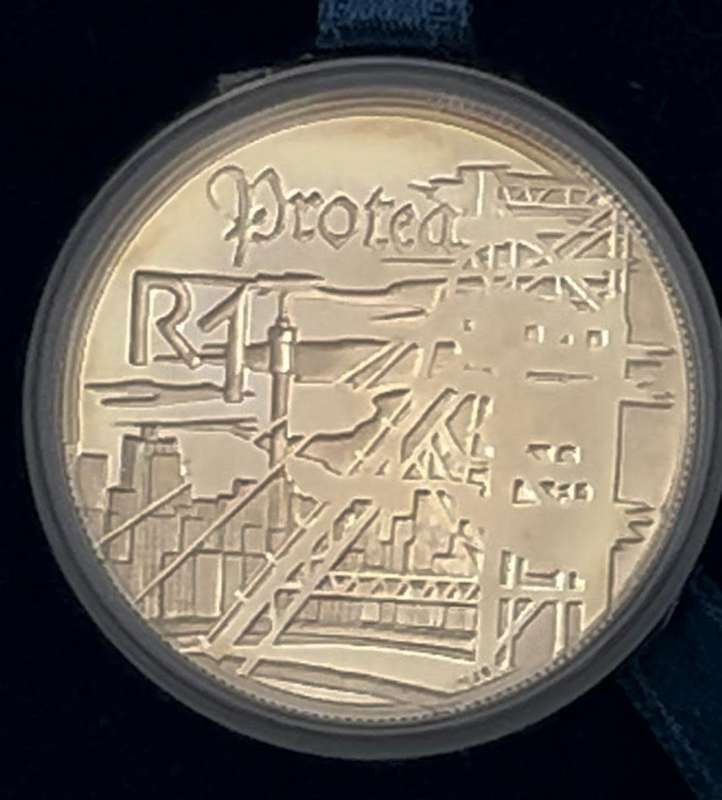 1999 R1 Silver Proof Coin - Protea Series - Gold Mining - Mintage 1511 / 2500