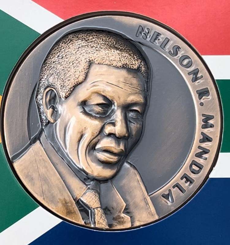 Nelson Mandela Bronze Medallion Inauguration 1994 with Certificates SA Mint