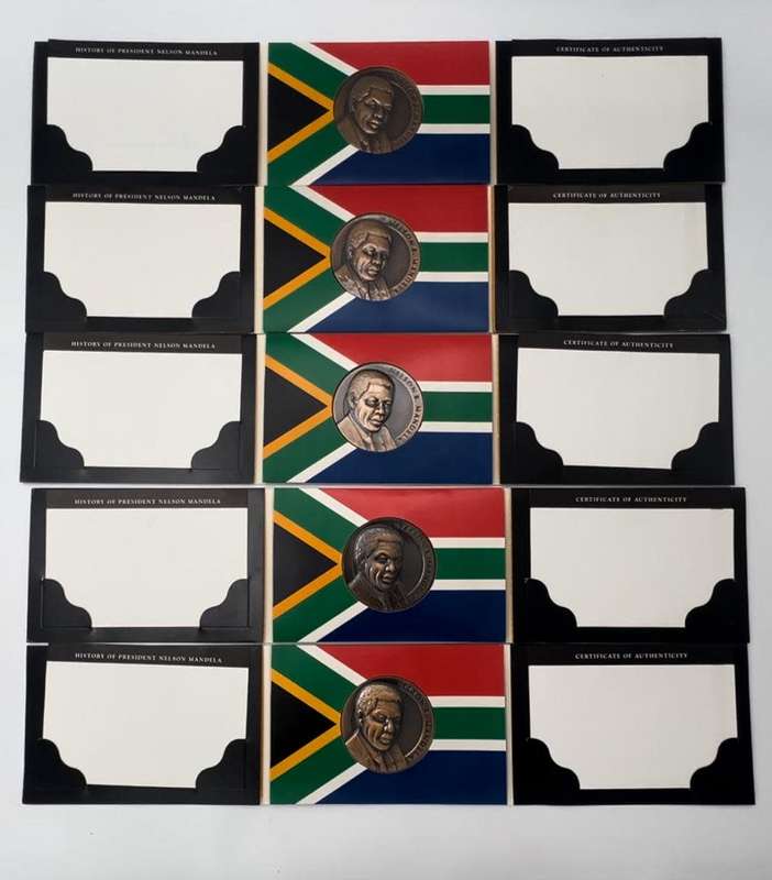 Nelson Mandela Bronze Medallion Inauguration 1994 with Certificates SA Mint