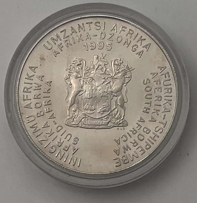 1995 South Africa Proof Silver World Cup Rugby R2 Mintage 3, 981 Very Rare