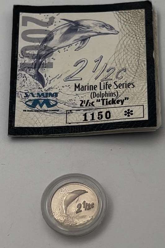 2½ Cents Dolphin RSA: Silver Proof Tickey of 2001