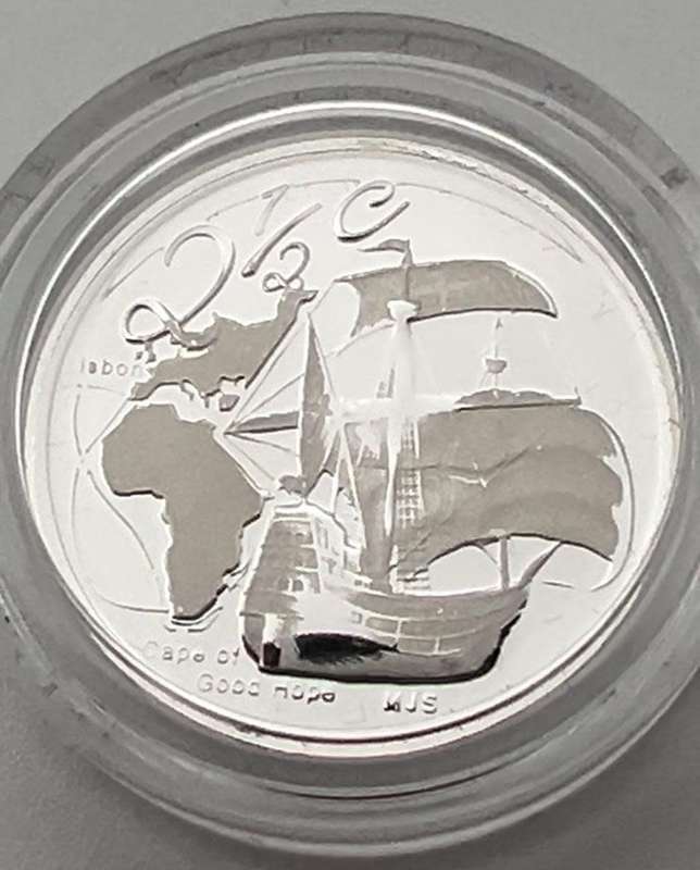 2009 SOUTH AFRICA SILVER PROOF 2 1/2 CENTS Maritime history SHIP Vasco de Gama TICKEY