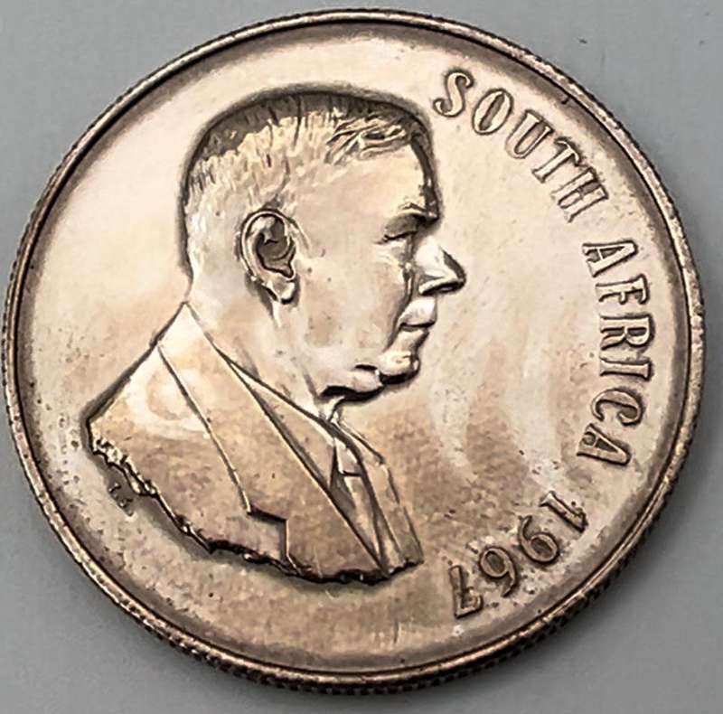 One Rand 1967 Verwoerd (English), Coin from South Africa - Uncirculated