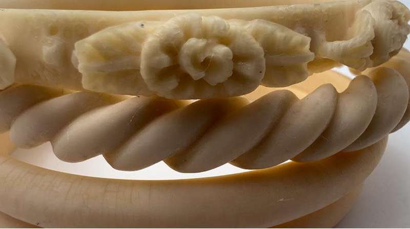 Vintage Carved Bangle Set of 3, Ivory Bangle