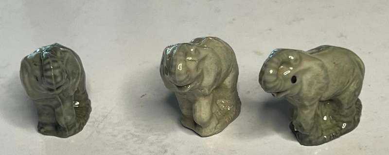 x3 Elephant Figurines, From the Wade Whimsies 1973