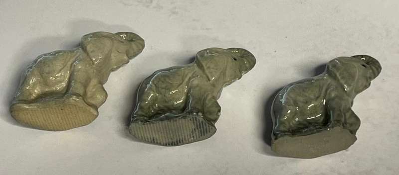 x3 Elephant Figurines, From the Wade Whimsies 1973