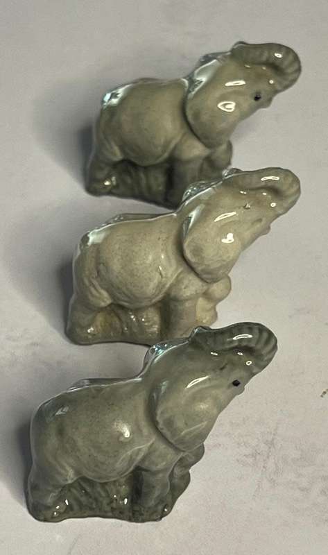 x3 Elephant Figurines, From the Wade Whimsies 1973