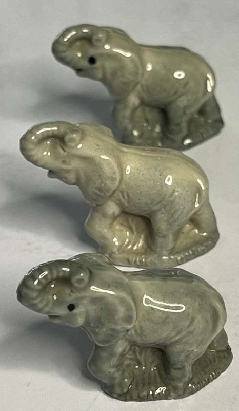 x3 Elephant Figurines, From the Wade Whimsies 1973