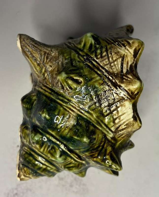 Majolica Style Green & Brown Seashell Conch Shell Japanese Tea Set (Teapot, Sugar bowl and Milk jug)