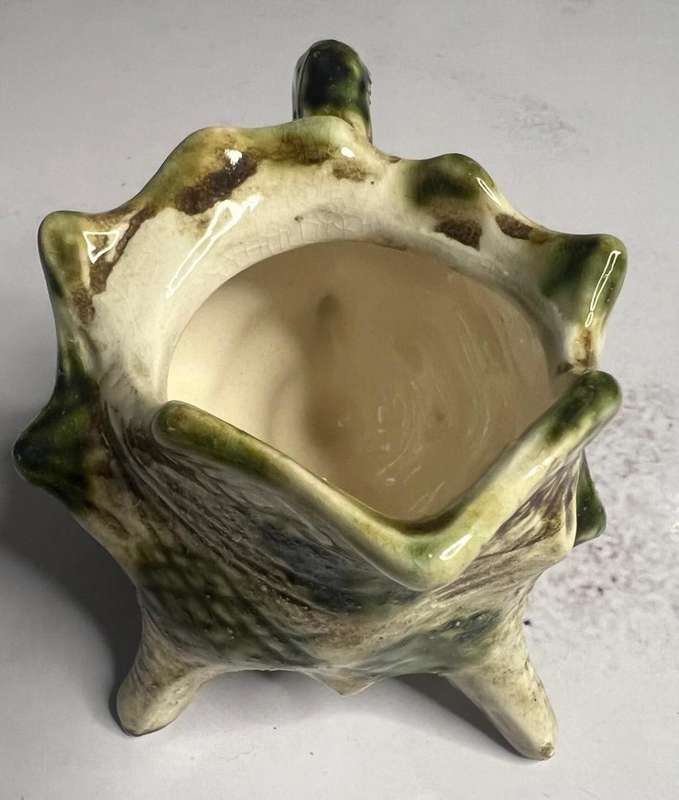 Majolica Style Green & Brown Seashell Conch Shell Japanese Tea Set (Teapot, Sugar bowl and Milk jug)
