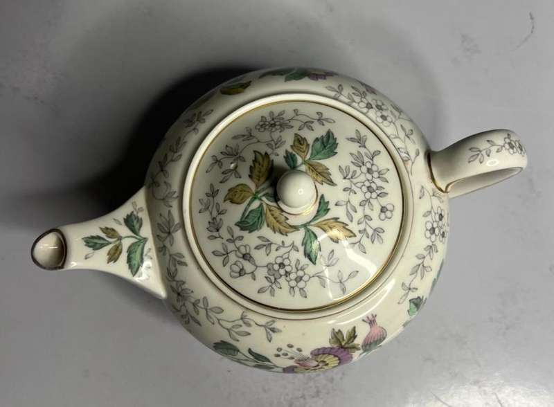 Vintage Wedgwood Bone China England Teapot Floral Gold Trim