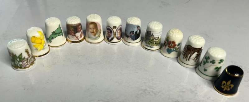 12 Vintage Fine Bone China Sewing Thimbles