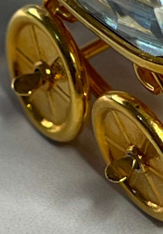 Swarovski Crystal Memories Baby Carriage Pram 18 K Gold Plated