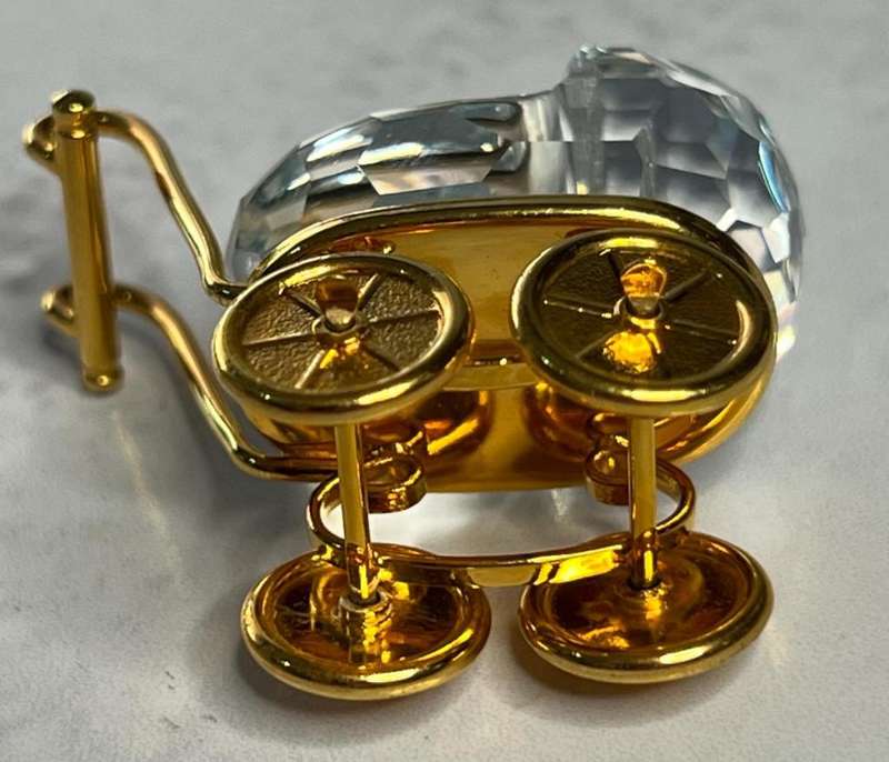 Swarovski Crystal Memories Baby Carriage Pram 18 K Gold Plated