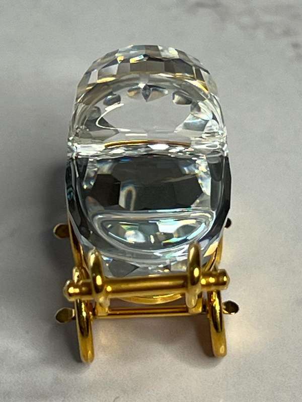Swarovski Crystal Memories Baby Carriage Pram 18 K Gold Plated