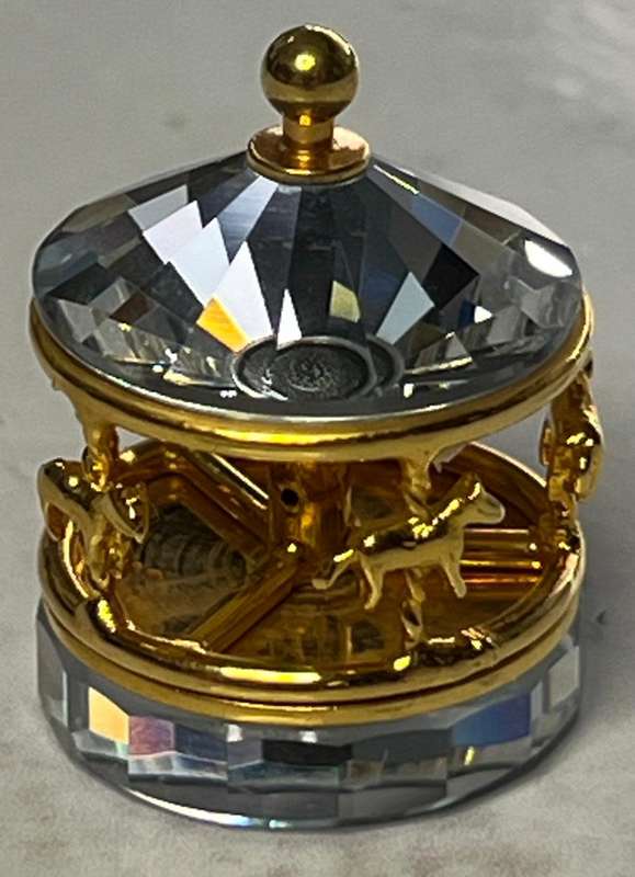 Swarovski Crystal Mini Memories Crystal Gold Toned Carousel  Spins