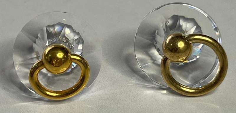 SWAROVSKI CRYSTAL MEMORIES  BABYS BOTTLE GOLD & 2 PACIFIER GOLD
