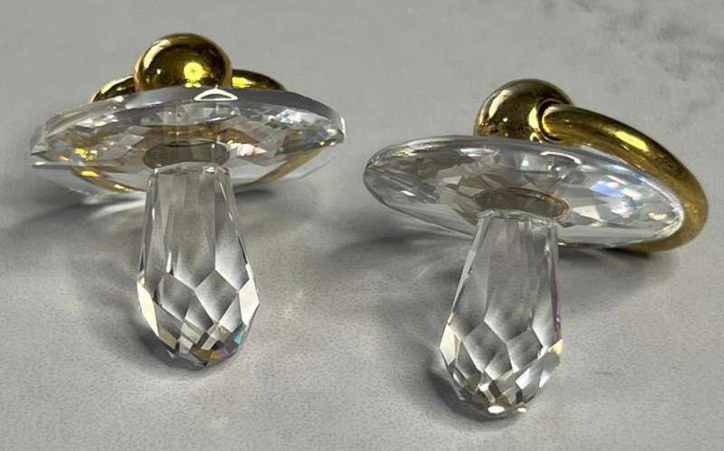 SWAROVSKI CRYSTAL MEMORIES  BABYS BOTTLE GOLD & 2 PACIFIER GOLD