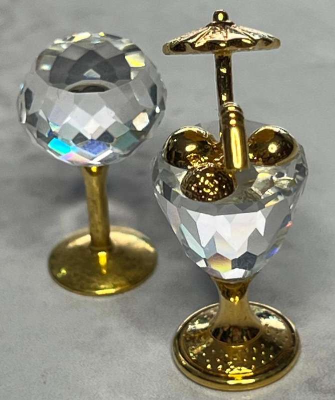 Swarovski Miniature Crystal Cocktail Glass w/ Umbrella & Glass  Gold Trim