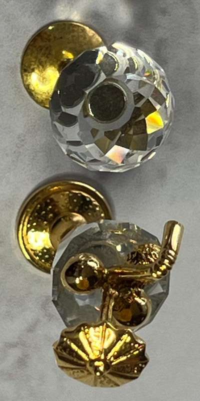 Swarovski Miniature Crystal Cocktail Glass w/ Umbrella & Glass  Gold Trim
