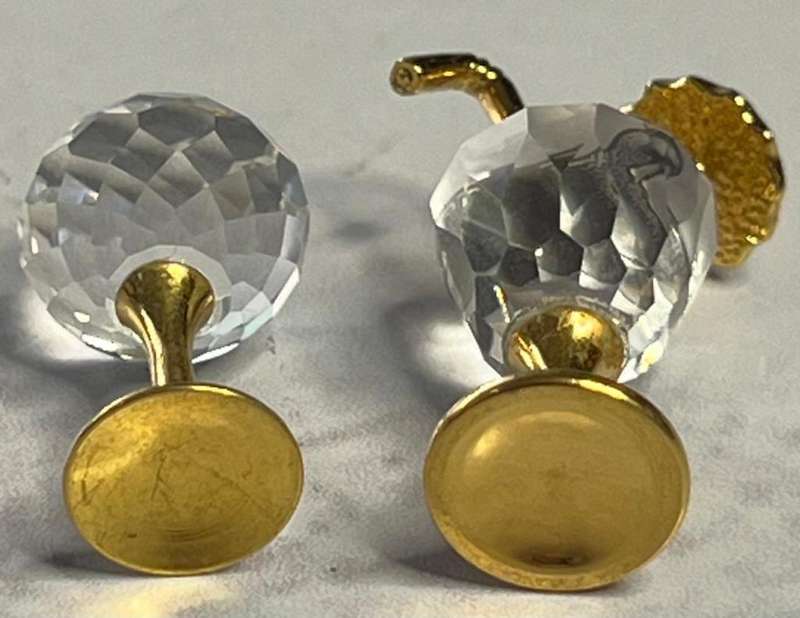 Swarovski Miniature Crystal Cocktail Glass w/ Umbrella & Glass  Gold Trim