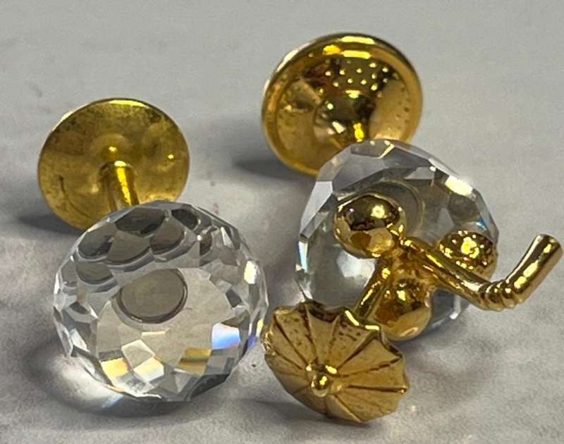 Swarovski Miniature Crystal Cocktail Glass w/ Umbrella & Glass  Gold Trim
