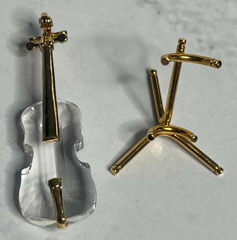 SWAROVSKI CRYSTAL MEMORIES  VIOLIN V1 GOLD WITH STAND GOLD