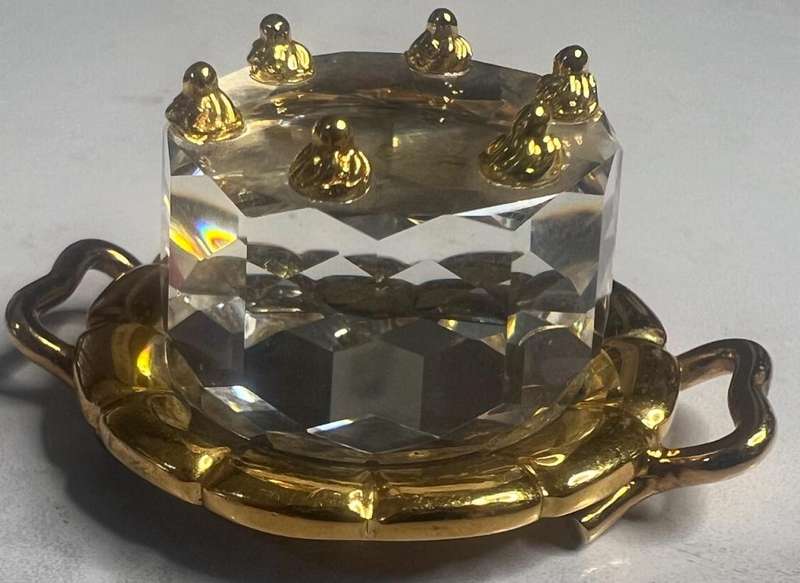 SWAROVSKI Crystal Memories Miniature Dollhouse Birthday Cake and Tray