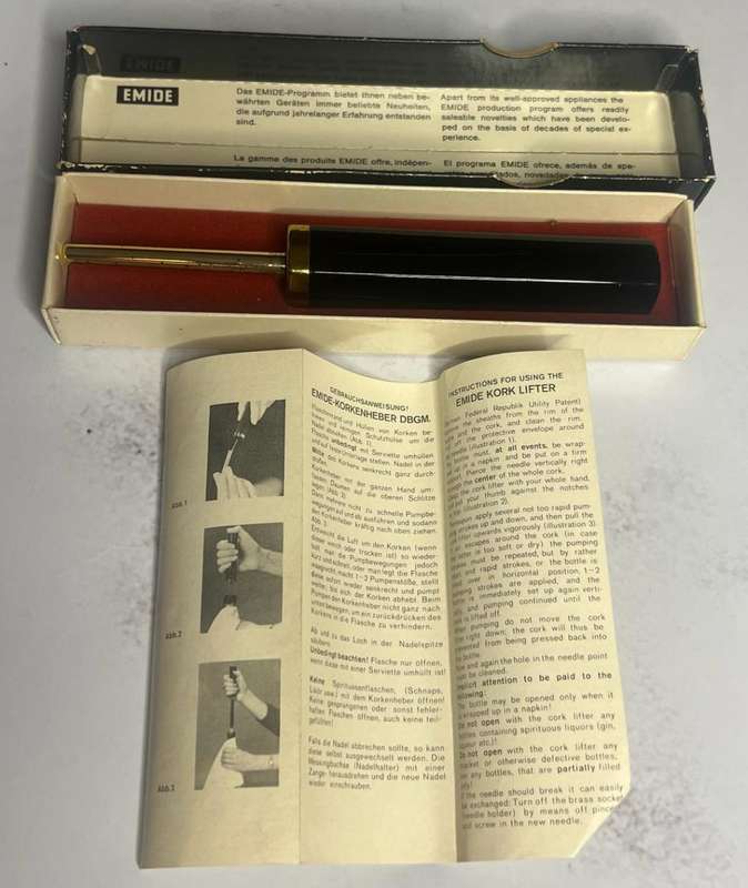 Vintage Emide Korkenheber Cork Lifter Made In Germany With Box