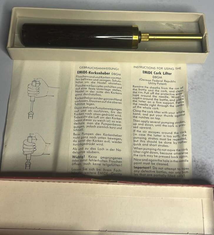 Vintage Emide Korkenheber Cork Lifter Made In Germany With Box