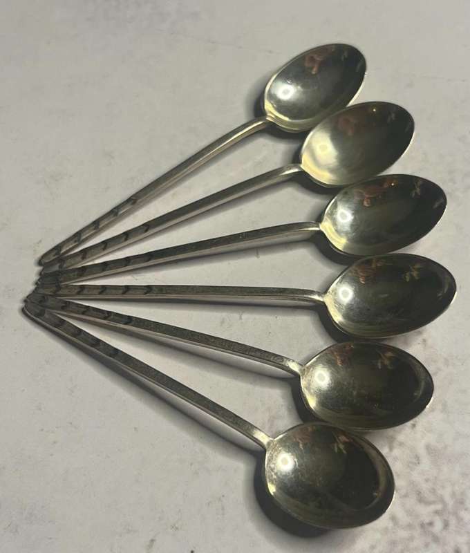 Walker And Hall Sheffield Sterling Silver Demitasse Tea Spoon Set Of 6