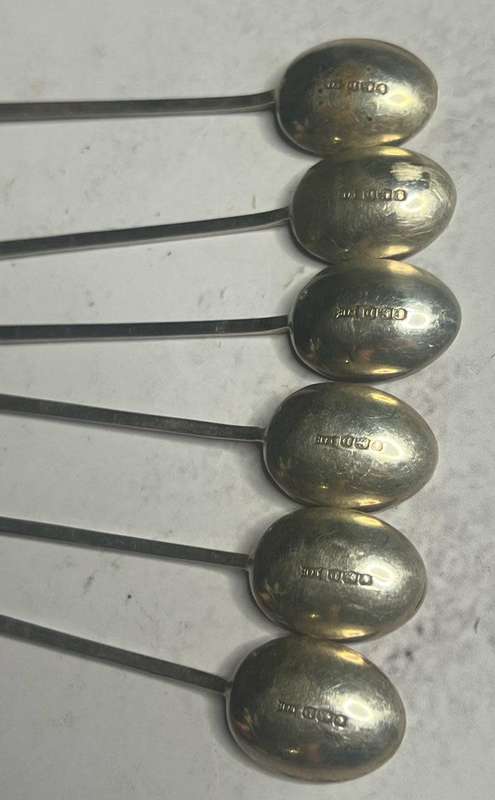 Walker And Hall Sheffield Sterling Silver Demitasse Tea Spoon Set Of 6