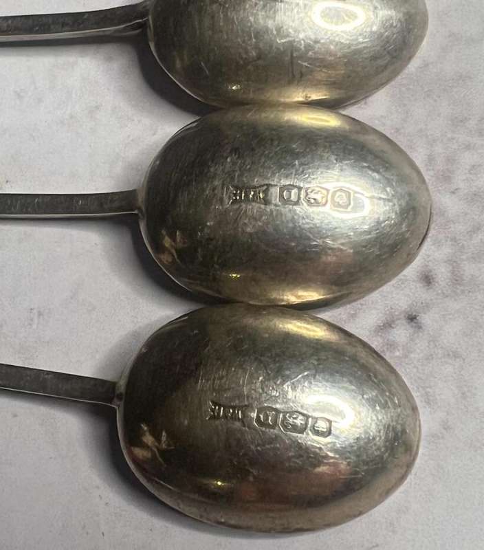 Walker And Hall Sheffield Sterling Silver Demitasse Tea Spoon Set Of 6
