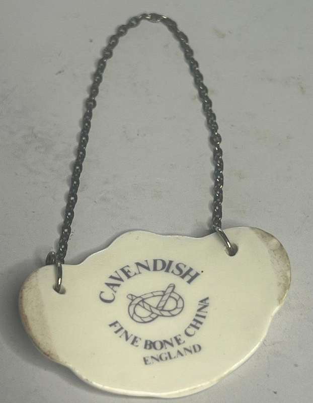 Fine bone china England CAVENDISH  DECANTER LABEL  Sherry