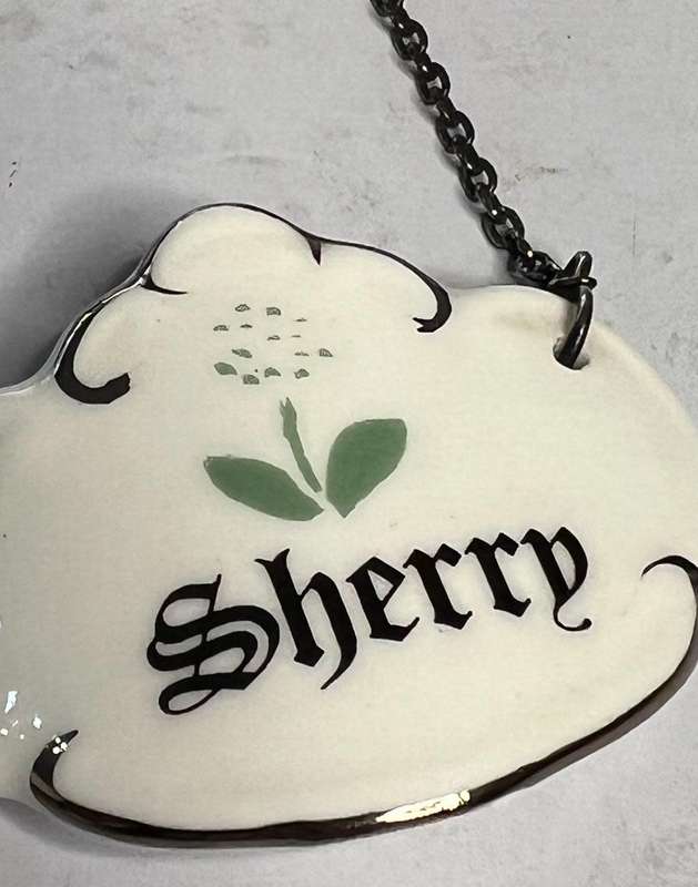 Fine bone china England CAVENDISH  DECANTER LABEL  Sherry