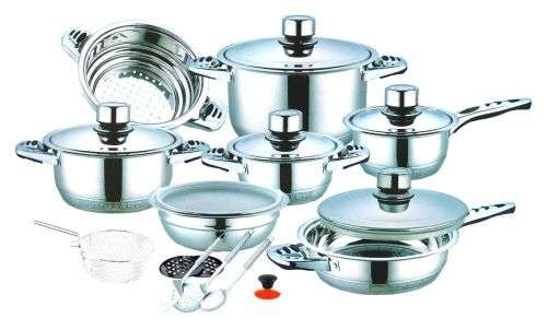 BRAND NEW LEOPARD 21 PIECE STAINLESS STEEL COOKWARE SET