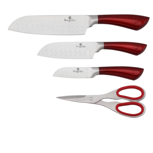 Berlinger Haus 4 pcs knife set with scissors, Velvet Chef Line  Metallic Red