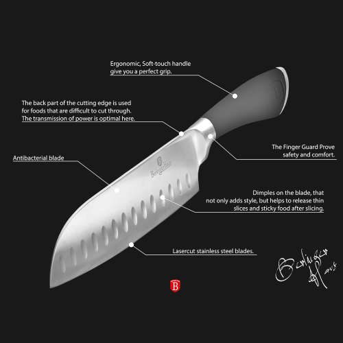 Berlinger Haus 8-Piece Stainless Steel Knife Set With Stand Infinity Line