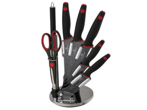 Berlinger Haus 8 pcs knife set with acrylic stand, Black Stone Touch Line