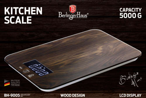 Berlinger Haus Digital 5Kg Kitchen Scale LCD Display - Wood Design
